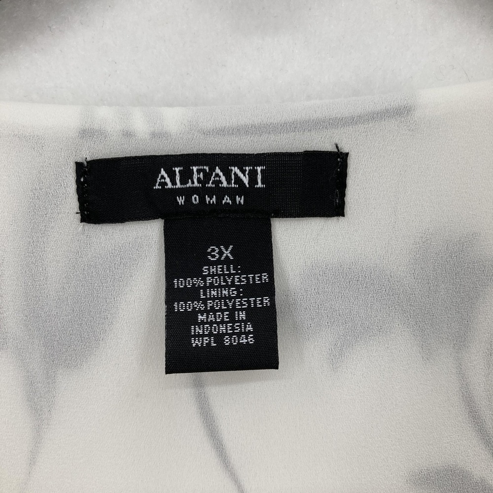Alfani Blouse Womens 3X Black White Floral Zip Front Long Sleeve Pullover Tunic - Picture 4 of 11